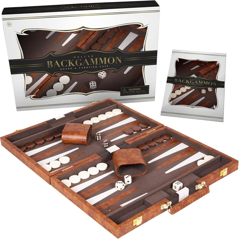 image:image4 Pack Amazing Fun Family Board Games of Backgammon Card Shuffler amp Cards Chess Set with A Sling Puck Folding Game