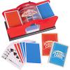 4 Pack Amazing Fun Family Board Games of Backgammon, Card Shuffler & Cards, Chess Set with A Sling Puck Folding Game.