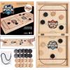 4 Pack Amazing Fun Family Board Games of Backgammon, Card Shuffler & Cards, Chess Set with A Sling Puck Folding Game.