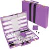 Premium Backgammon 18 Inches Large Purple – Backgammon Sets for Adults and Kids – Leatherette Back Gammon Board Game Set – Travel Backgammon Set Board Encased with Accessories(Purple)
