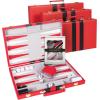 Premium Backgammon 18 Inches Large Purple – Backgammon Sets for Adults and Kids – Leatherette Back Gammon Board Game Set – Travel Backgammon Set Board Encased with Accessories(Red)