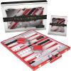 Premium Backgammon 18 Inches Large Purple – Backgammon Sets for Adults and Kids – Leatherette Back Gammon Board Game Set – Travel Backgammon Set Board Encased with Accessories(Red)