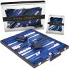 Premium Backgammon 18 Inches Large Purple – Backgammon Sets for Adults and Kids – Leatherette Back Gammon Board Game Set – Travel Backgammon Set Board Encased with Accessories(Blue)