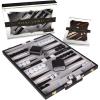 Premium Backgammon 18 Inches Large Purple – Backgammon Sets for Adults and Kids – Leatherette Back Gammon Board Game Set – Travel Backgammon Set Board Encased with Accessories(Black)