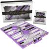 Premium Backgammon 18 Inches Large Purple – Backgammon Sets for Adults and Kids – Leatherette Back Gammon Board Game Set – Travel Backgammon Set Board Encased with Accessories(Purple)