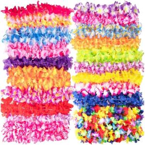 50 Count Hawaiian Leis Necklace Bulk for Kids and Adults – Tropical Luau Hawaii Lays Lei Theme Party Favors Headbands – Holiday Wedding Beach Birthday Christmas Decorations Leis Party Supplies Decor(50 Pack)